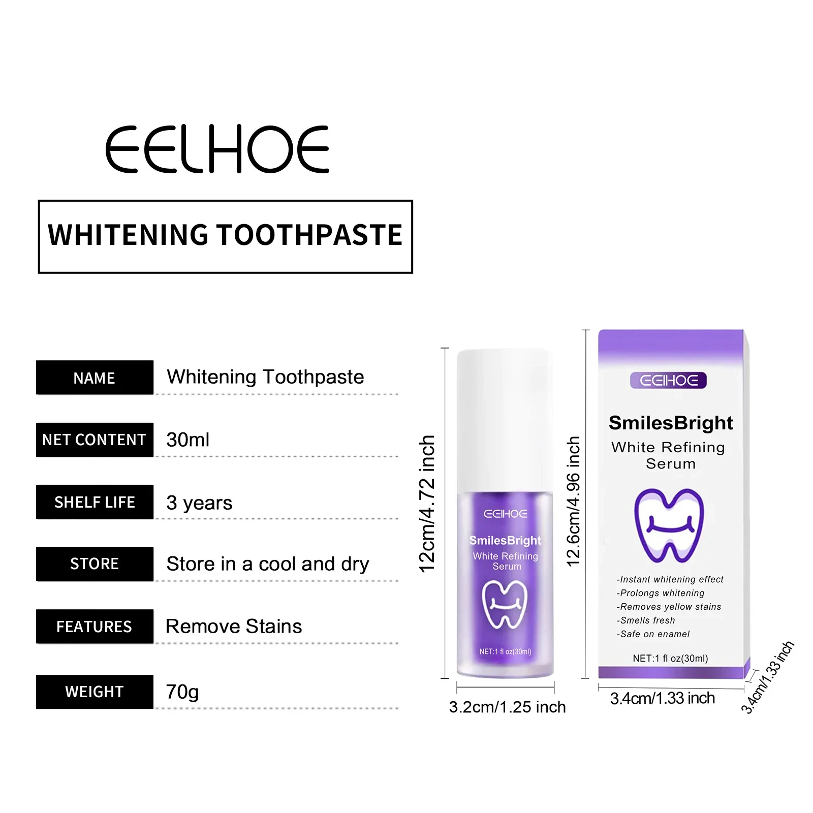 purple toothpaste for brightening teeth and reducing yellowing naturally