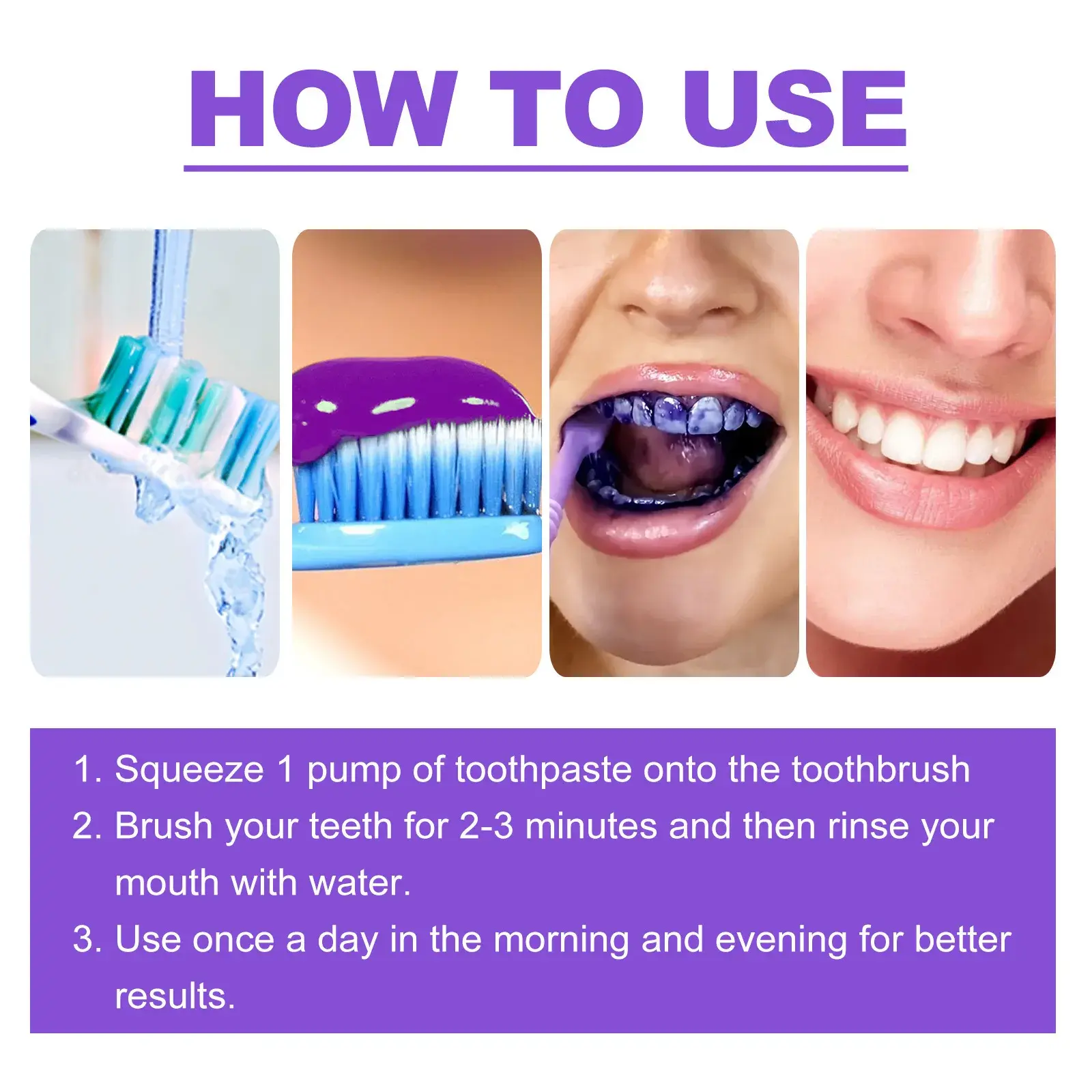 purple whitening toothpaste for sensitive gums and stain removal