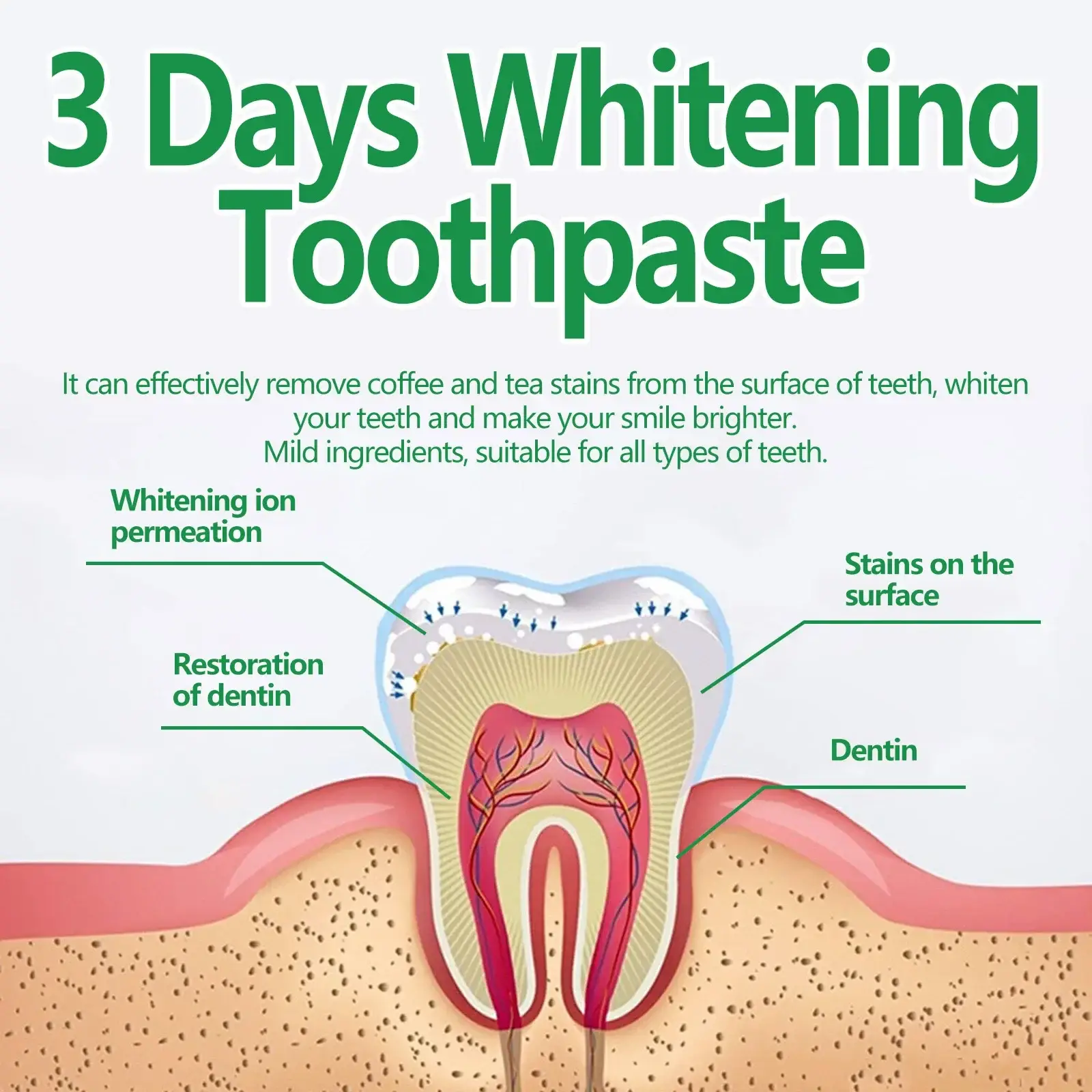 teeth whitening paste for plaque removal and yellow stain elimination